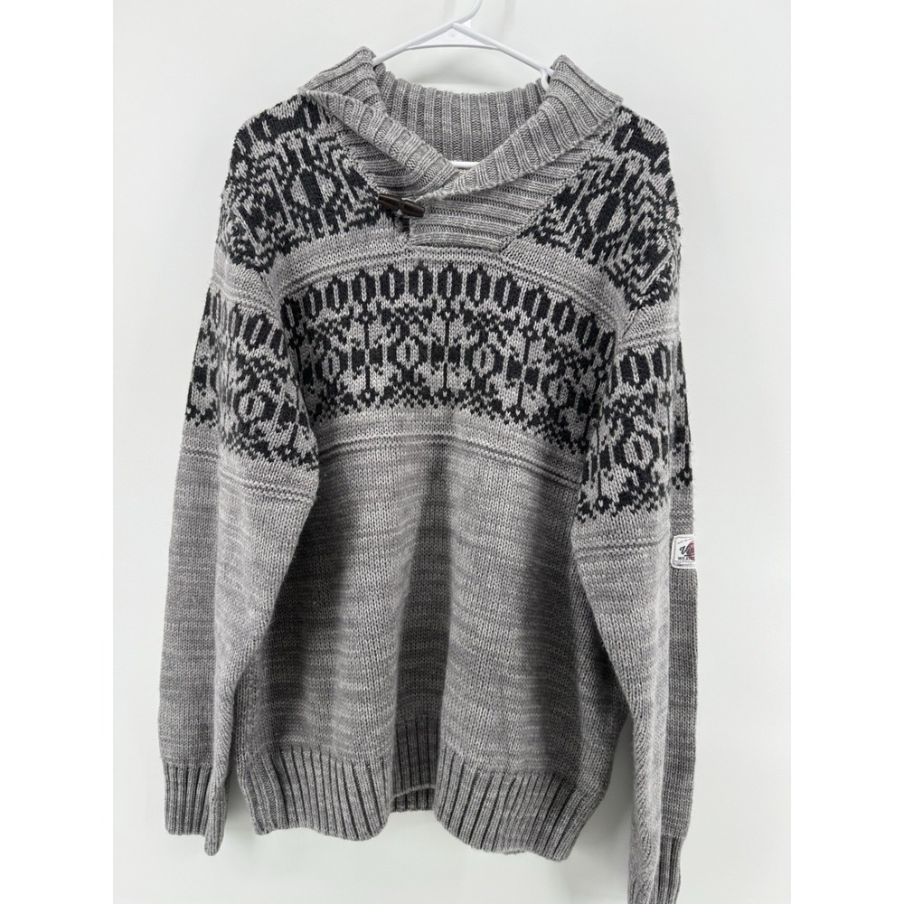 Weatherproof Vintage‎ Men's Fisherman's Sweater Shawl Collar Gray Navy XXL